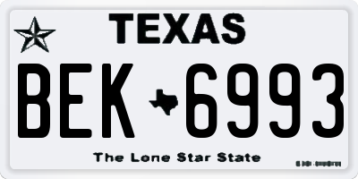 TX license plate BEK6993