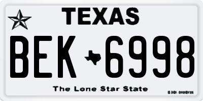 TX license plate BEK6998