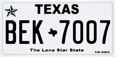TX license plate BEK7007
