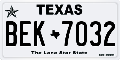 TX license plate BEK7032