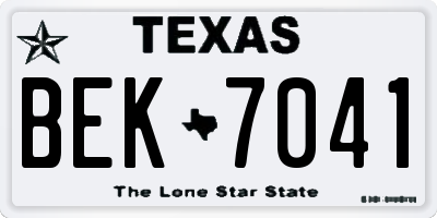 TX license plate BEK7041
