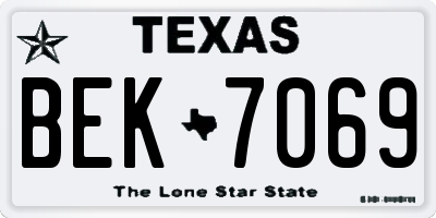 TX license plate BEK7069