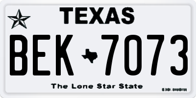 TX license plate BEK7073