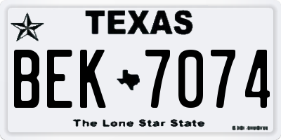 TX license plate BEK7074