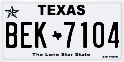 TX license plate BEK7104