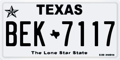 TX license plate BEK7117