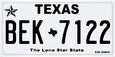 TX license plate BEK7122