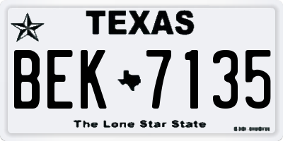TX license plate BEK7135