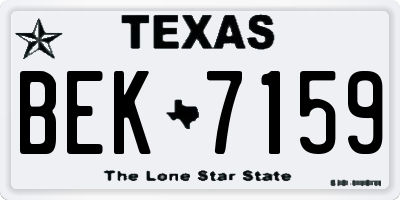 TX license plate BEK7159