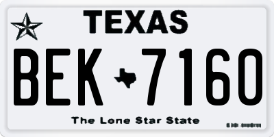 TX license plate BEK7160