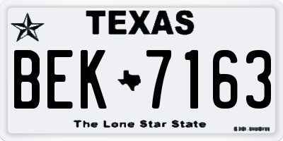 TX license plate BEK7163