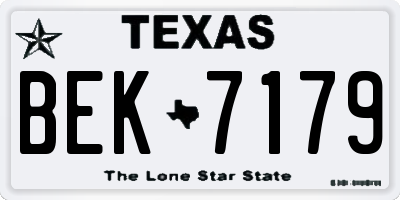 TX license plate BEK7179