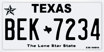TX license plate BEK7234