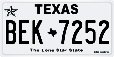 TX license plate BEK7252