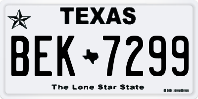 TX license plate BEK7299