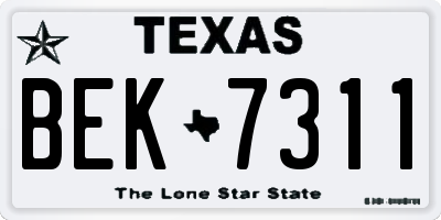 TX license plate BEK7311