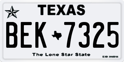 TX license plate BEK7325