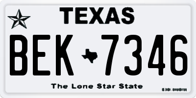 TX license plate BEK7346