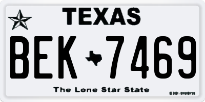 TX license plate BEK7469