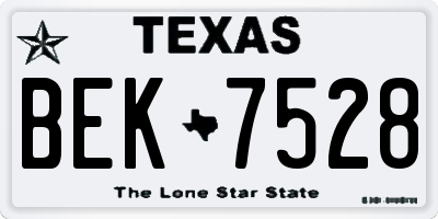 TX license plate BEK7528