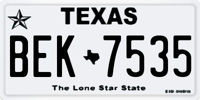 TX license plate BEK7535