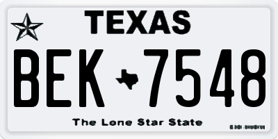TX license plate BEK7548
