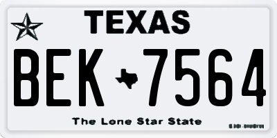 TX license plate BEK7564