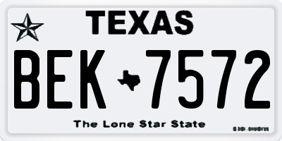 TX license plate BEK7572