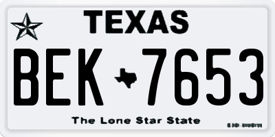 TX license plate BEK7653