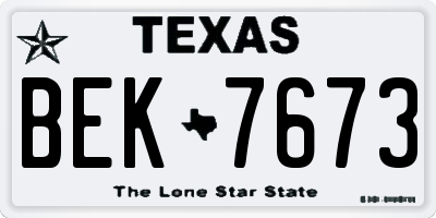 TX license plate BEK7673
