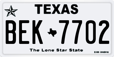 TX license plate BEK7702