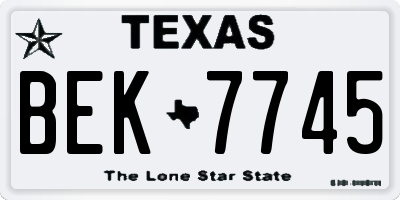 TX license plate BEK7745