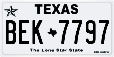 TX license plate BEK7797