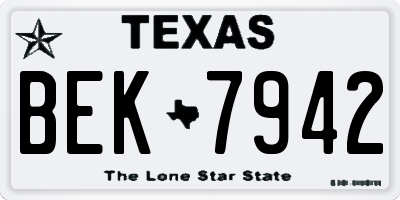 TX license plate BEK7942