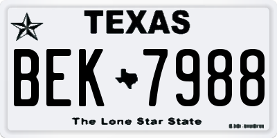 TX license plate BEK7988