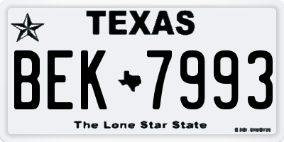 TX license plate BEK7993
