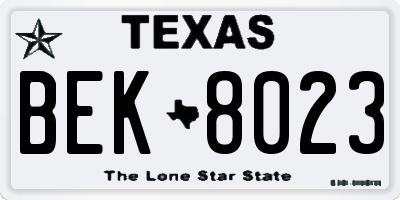TX license plate BEK8023