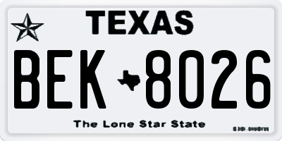 TX license plate BEK8026