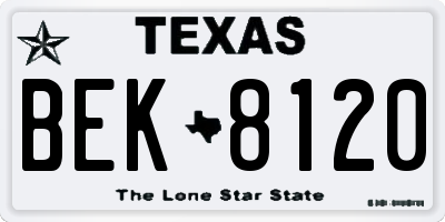 TX license plate BEK8120