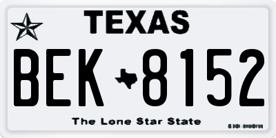 TX license plate BEK8152