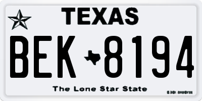 TX license plate BEK8194