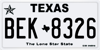 TX license plate BEK8326