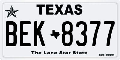 TX license plate BEK8377