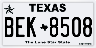 TX license plate BEK8508