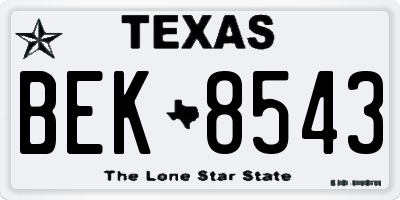 TX license plate BEK8543