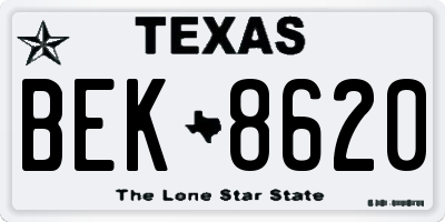 TX license plate BEK8620