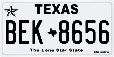 TX license plate BEK8656