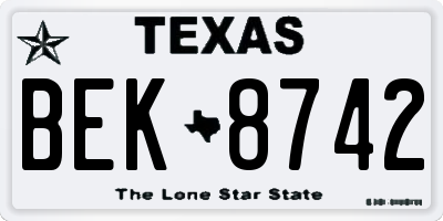 TX license plate BEK8742