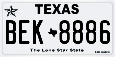 TX license plate BEK8886