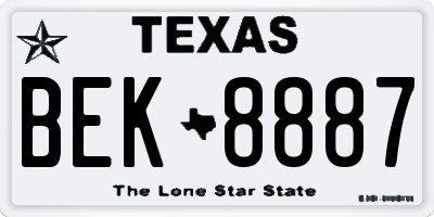 TX license plate BEK8887